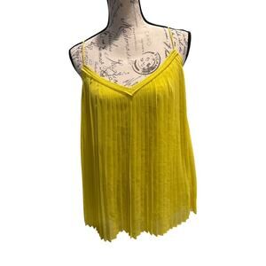 Massimo Dutti vibran yellow pleated camisole top V-neckline spaghetti straps S